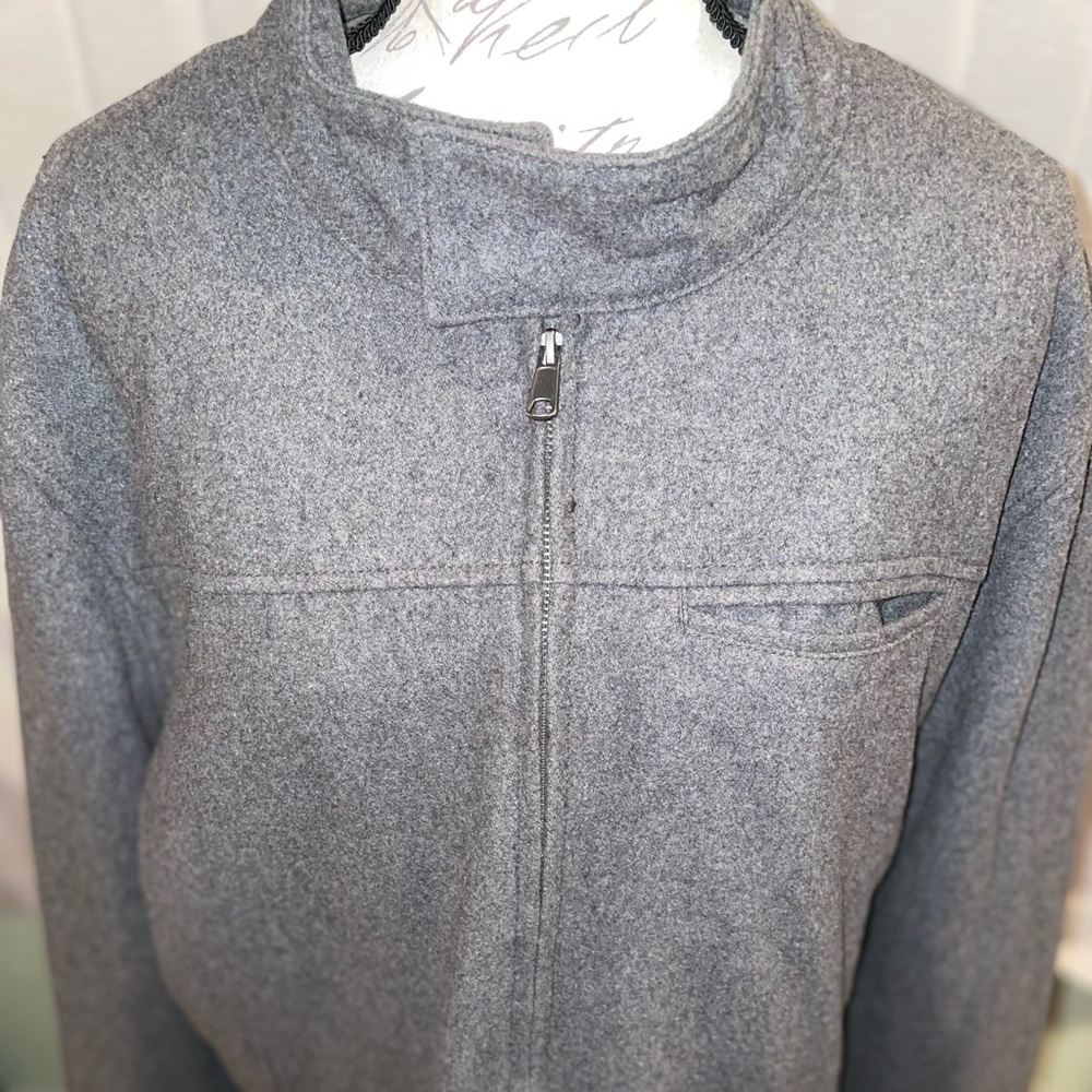 Men’s Gray Fleece Wool Jacket Big and Tall casual coats outdoor apparel - Picture 2 of 7